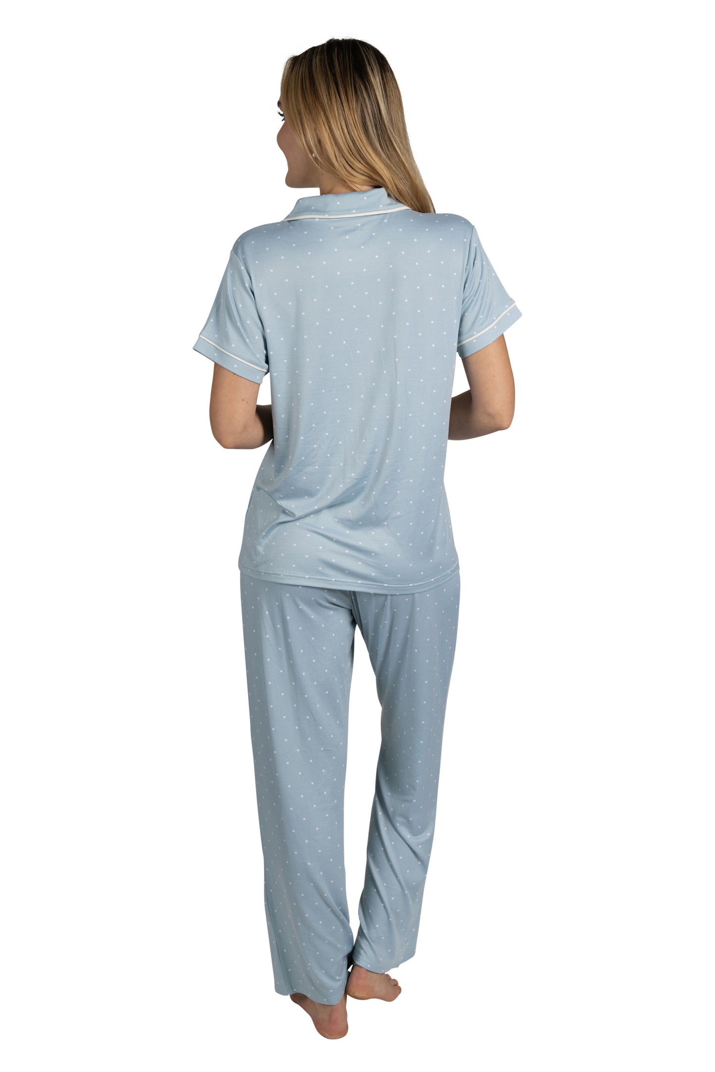 Women's "SLEEP" 3-Piece Pajama Set Short Sleeve Notch Collar Top, Shorts, and Comfy Pants Pj Set