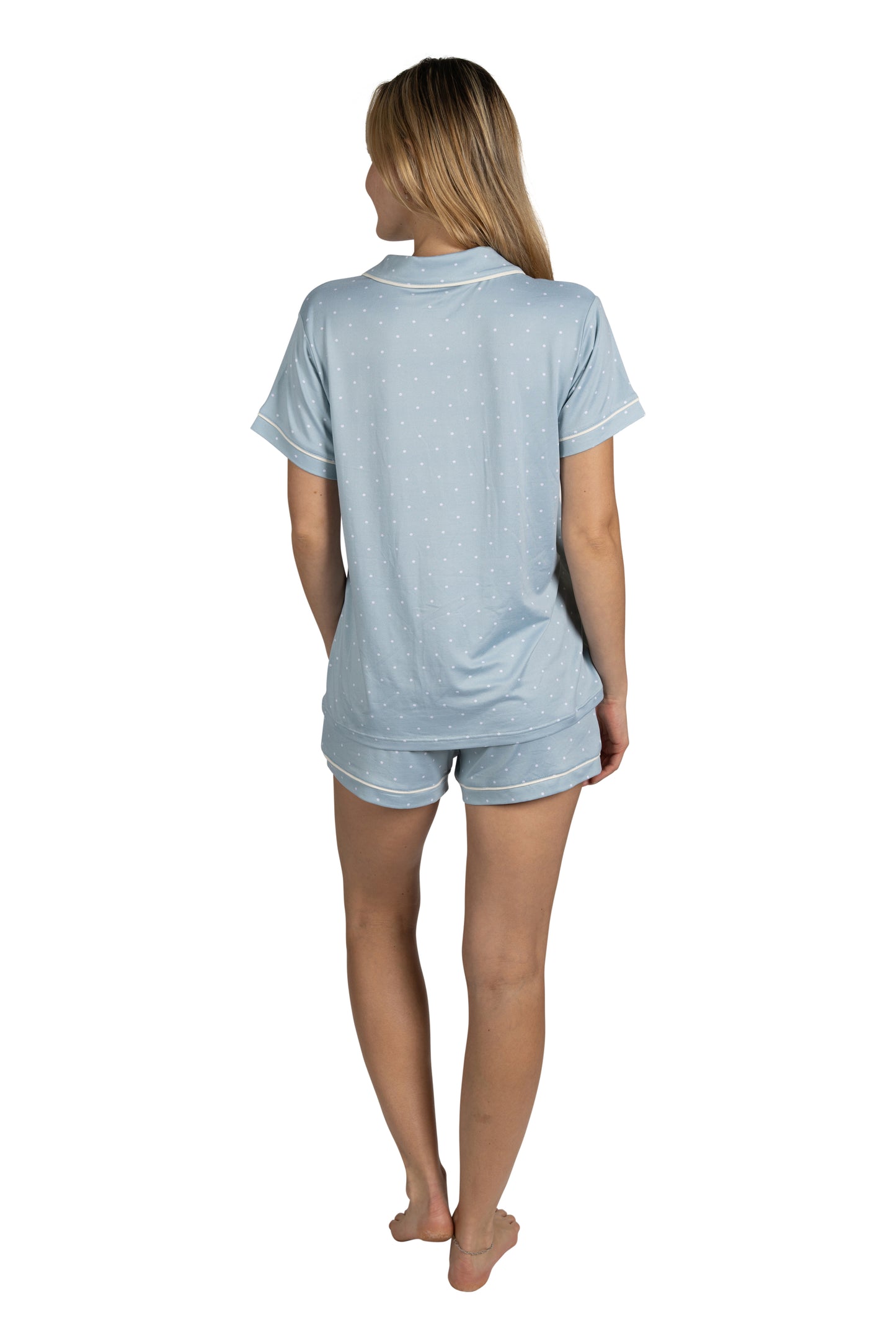Women's "SLEEP" 3-Piece Pajama Set Short Sleeve Notch Collar Top, Shorts, and Comfy Pants Pj Set