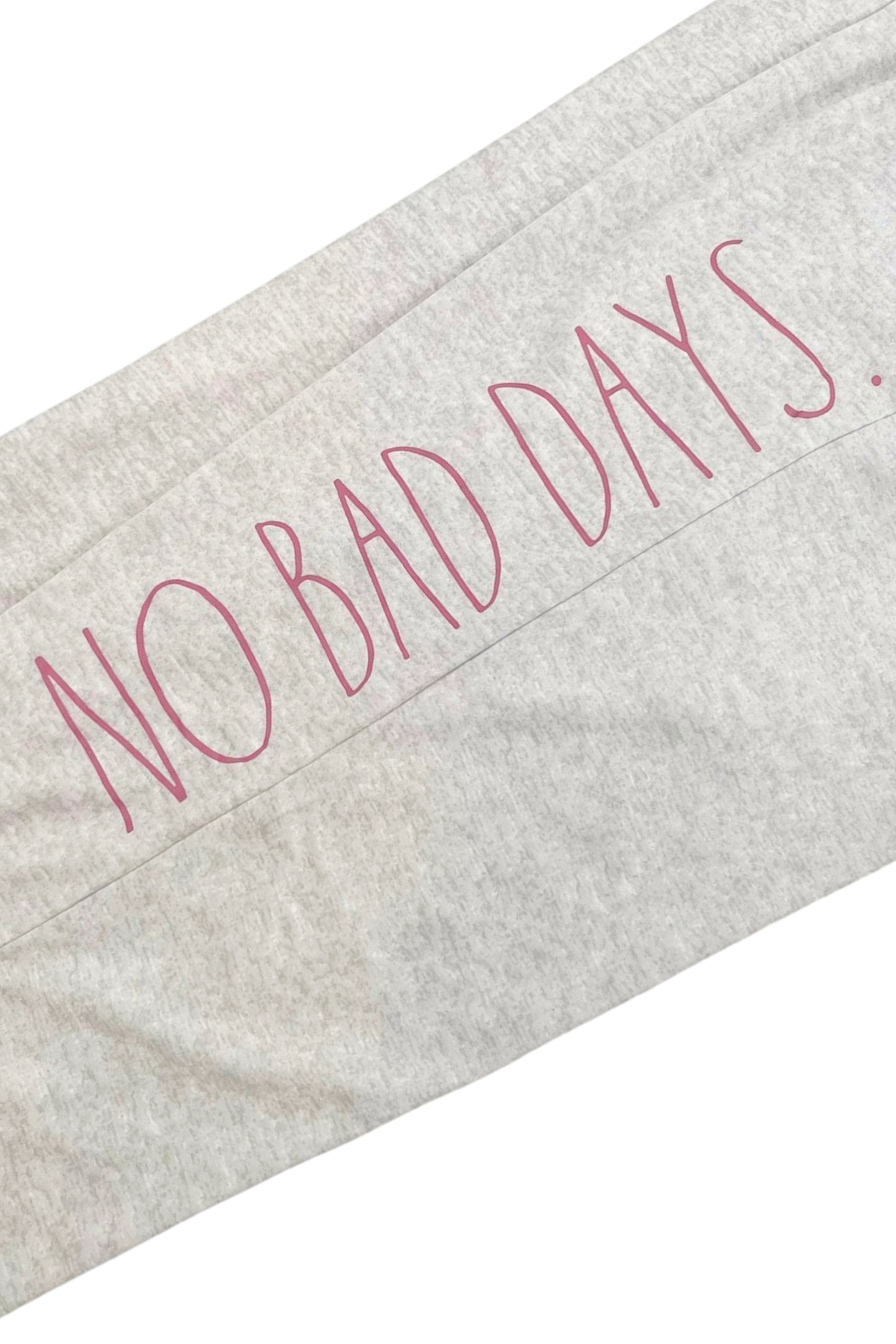 Women's "NO BAD DAYS" Tapered Leg Drawstring Pajama Pants with Pockets and Graphic Text