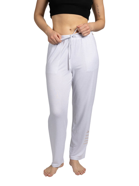 Women's "SLEEP" Tapered Leg Drawstring Pajama Pants with Pockets and Graphic Text