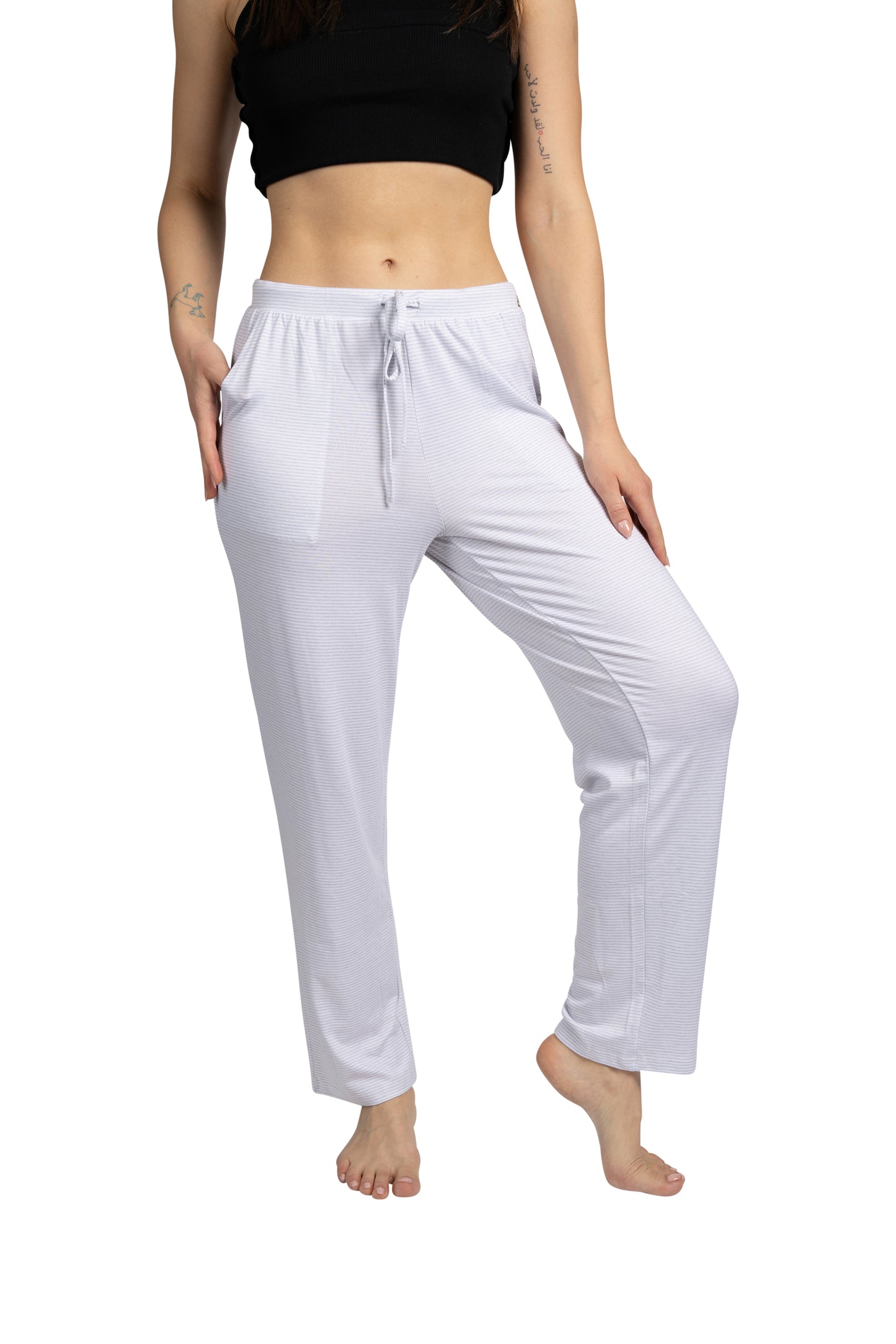 Women's "SLEEP" Tapered Leg Drawstring Pajama Pants with Pockets and Graphic Text