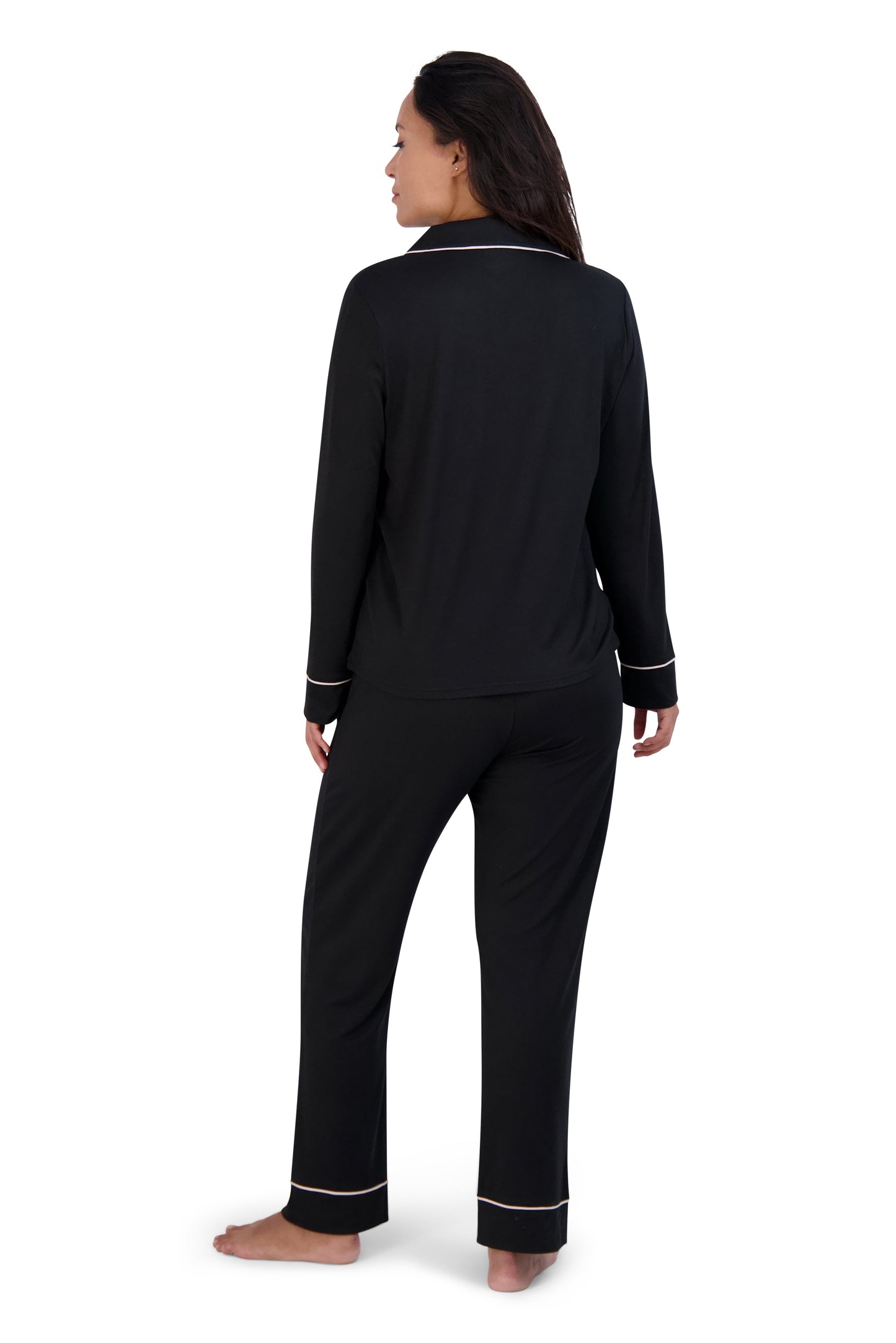 Women's "DREAMER" Long Sleeve Notch Collar Top and Tapered Pants Pajama Set - Rae Dunn Wear