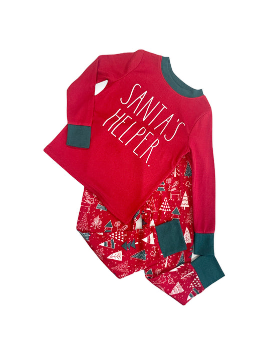 Kids "SANTA'S HELPER" Long Sleeve Top and Jogger Pajama Set - Rae Dunn Wear - B Pant Set