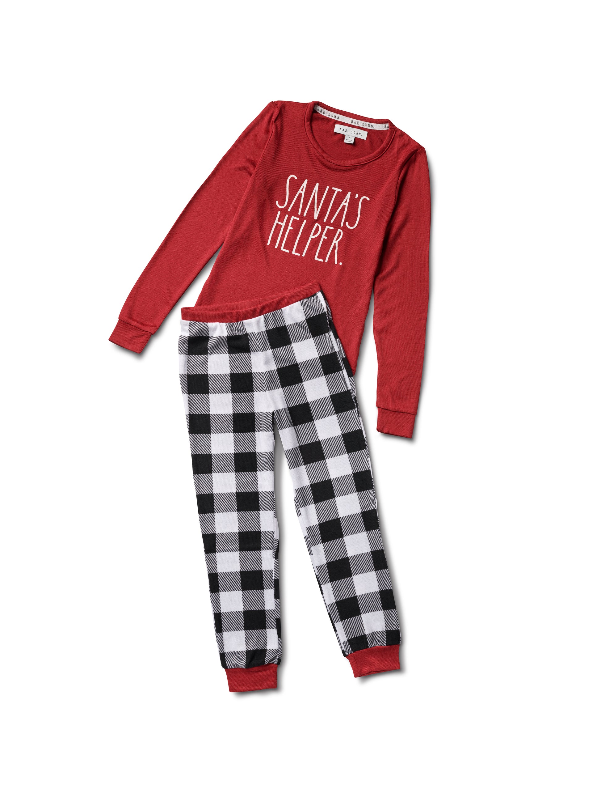 Kids "SANTA'S HELPER" Long Sleeve Top and Jogger Pajama Set - Rae Dunn Wear - G Pant Set