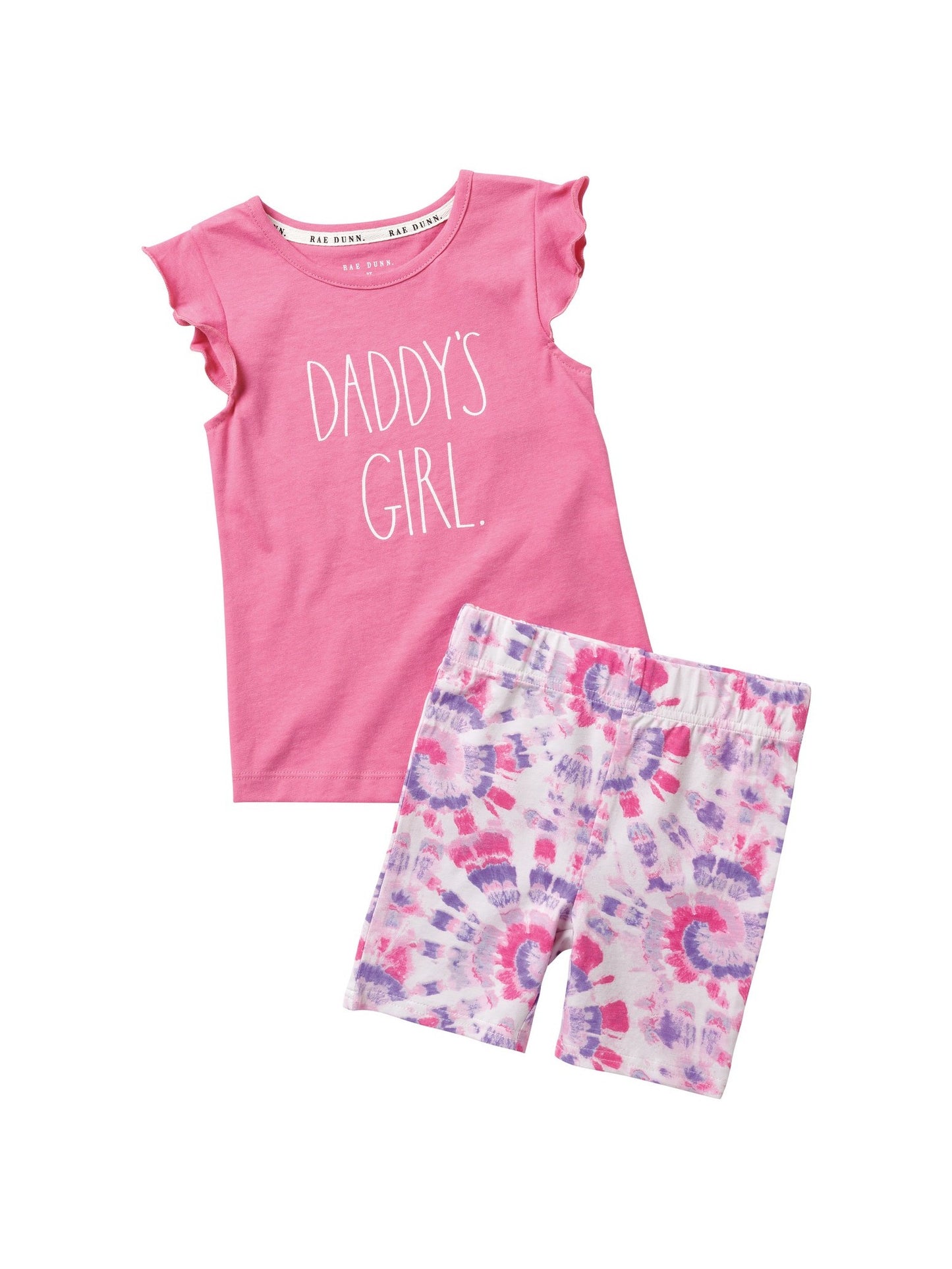 Girls "DADDY'S GIRL" Ruffle Sleeve Tank and Elastic Waistband Short Set - Rae Dunn Wear - G A Shorts Set