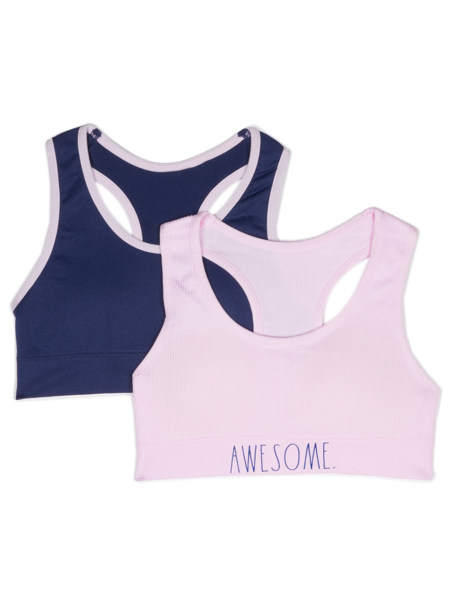 Girls "AWESOME" 2-Pack Seamless Ribbed Sports Bra Set - Rae Dunn Wear - G Bra