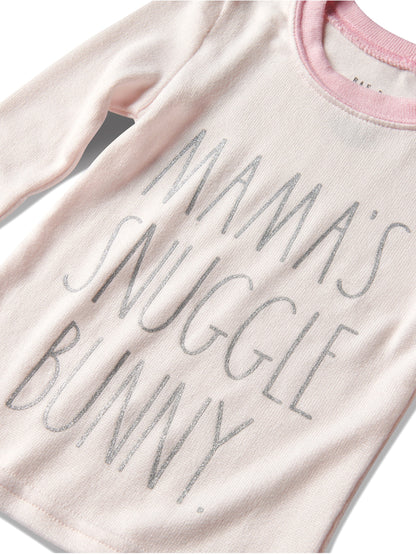 Girls' "MAMA'S SNUGGLE BUNNY" Long Sleeve Top and Elastic Waistband Joggers Pajama Set - Rae Dunn Wear - G Pant Set