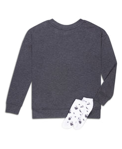 Women's "COFFEE" Drop Shoulder Sweatshirt and Socks Set - Rae Dunn Wear - W Sweatshirt