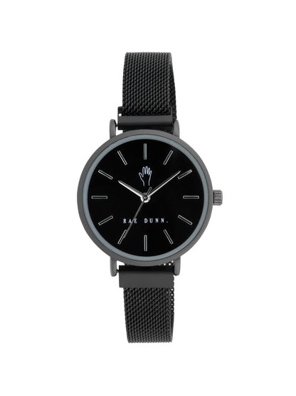 ROBIN Round Face Mesh Bracelet Watch in Black, 33mm - Rae Dunn Wear - Watch