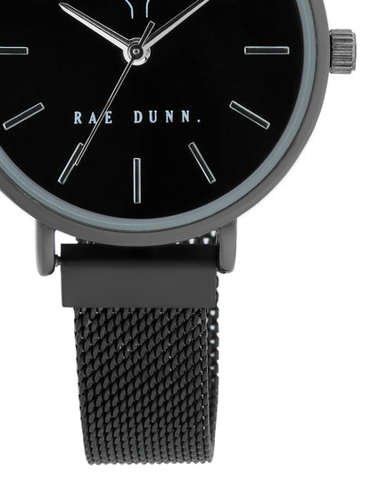 ROBIN Round Face Mesh Bracelet Watch in Black, 33mm - Rae Dunn Wear - Watch