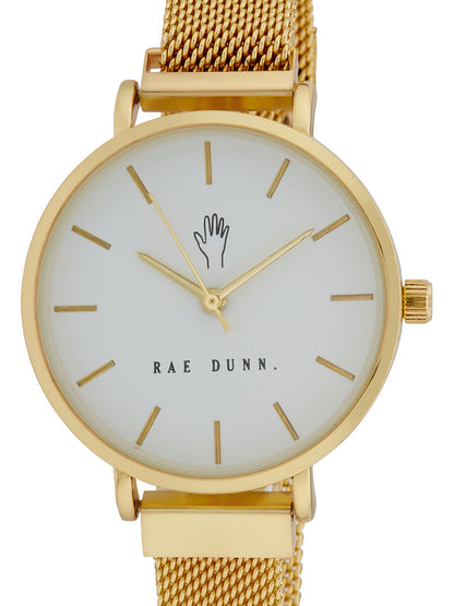 ROBIN Round Face Mesh Bracelet Watch in Gold, 33mm - Rae Dunn Wear - Watch