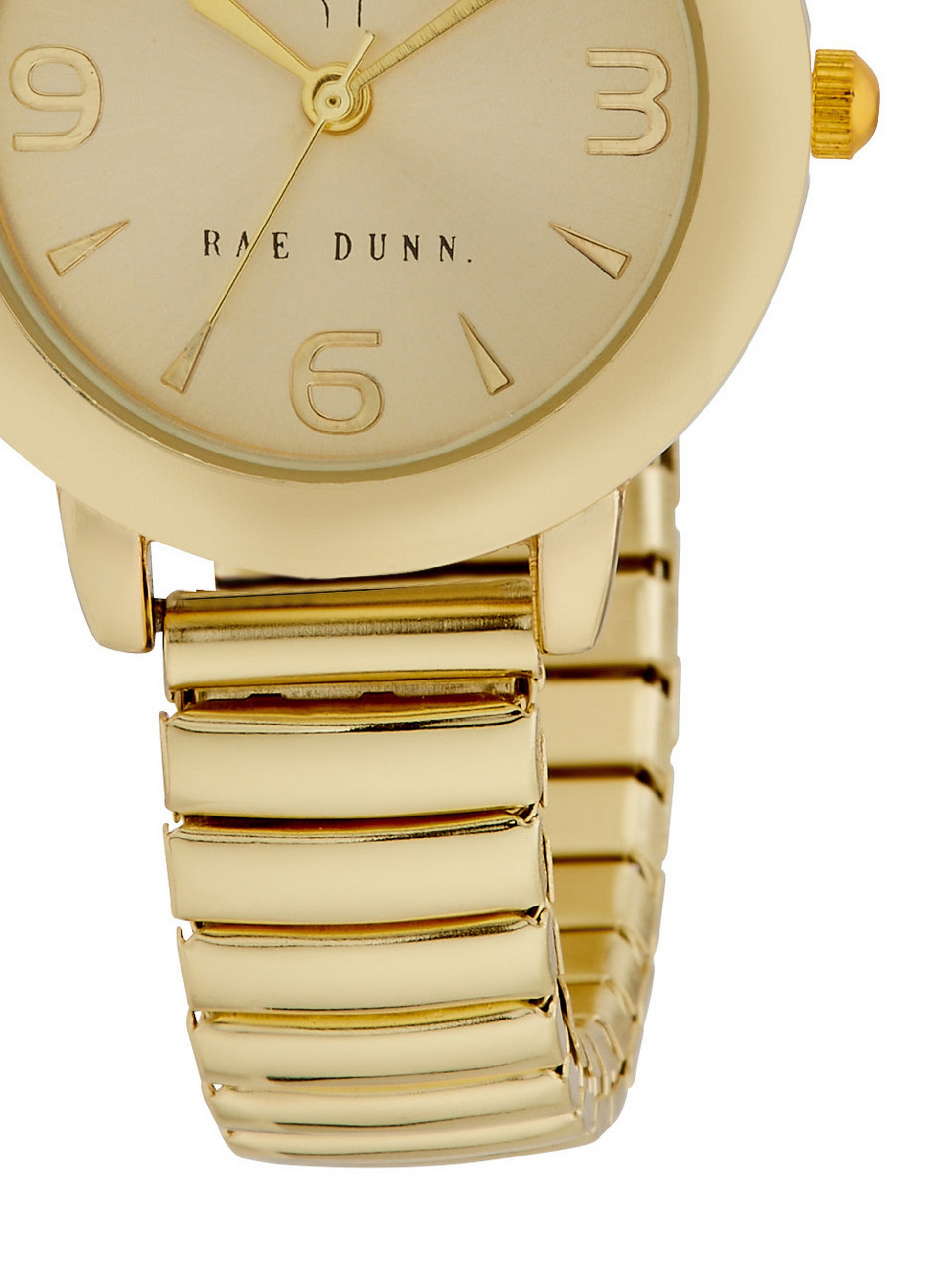 HEATHER Round Face Expandable Bracelet Watch in Gold, 30mm - Rae Dunn Wear - Watch