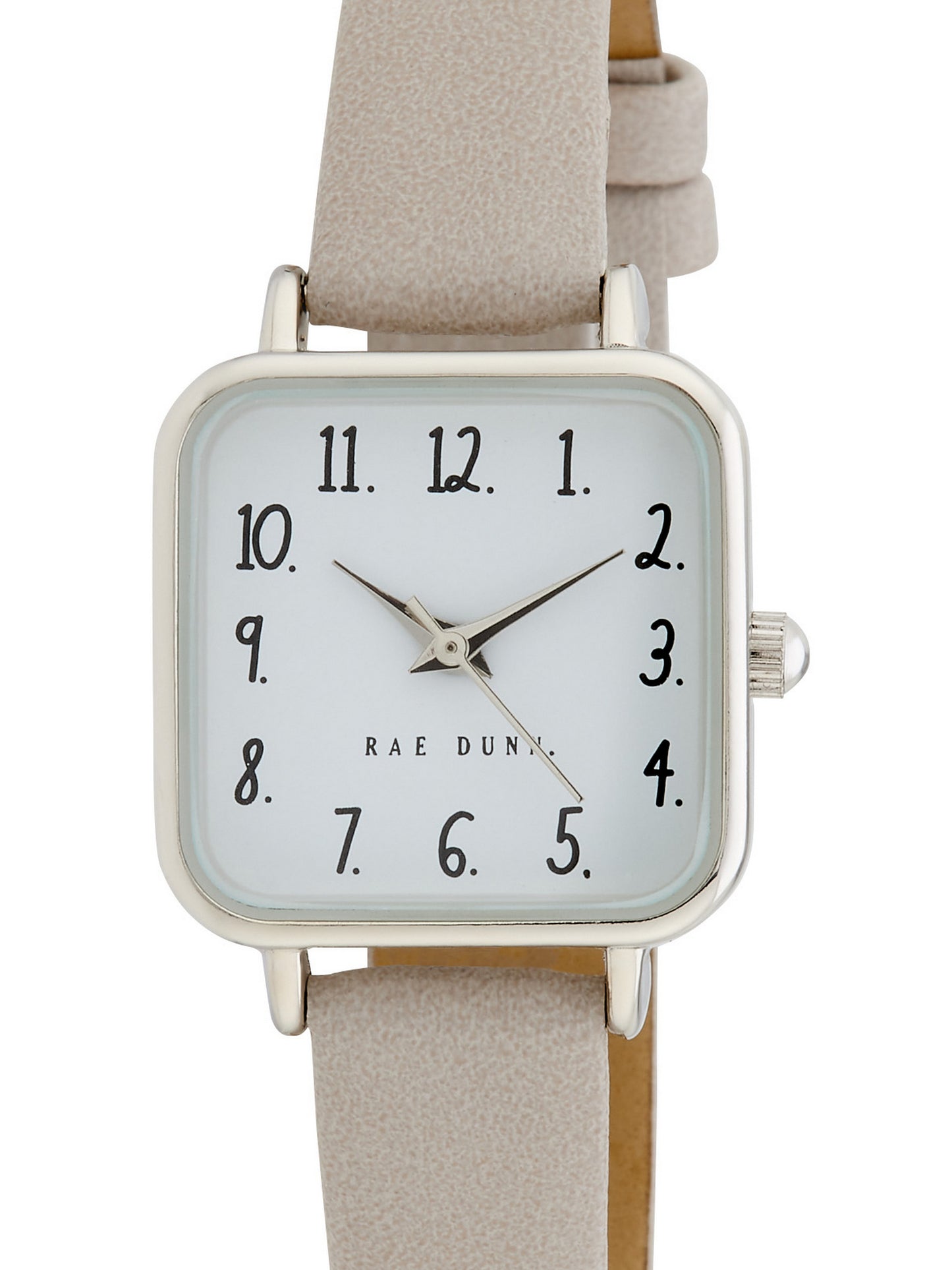 AMY Square Face Vegan Leather Strap Watch in Taupe with Silver, 24mm - Rae Dunn Wear - Watch