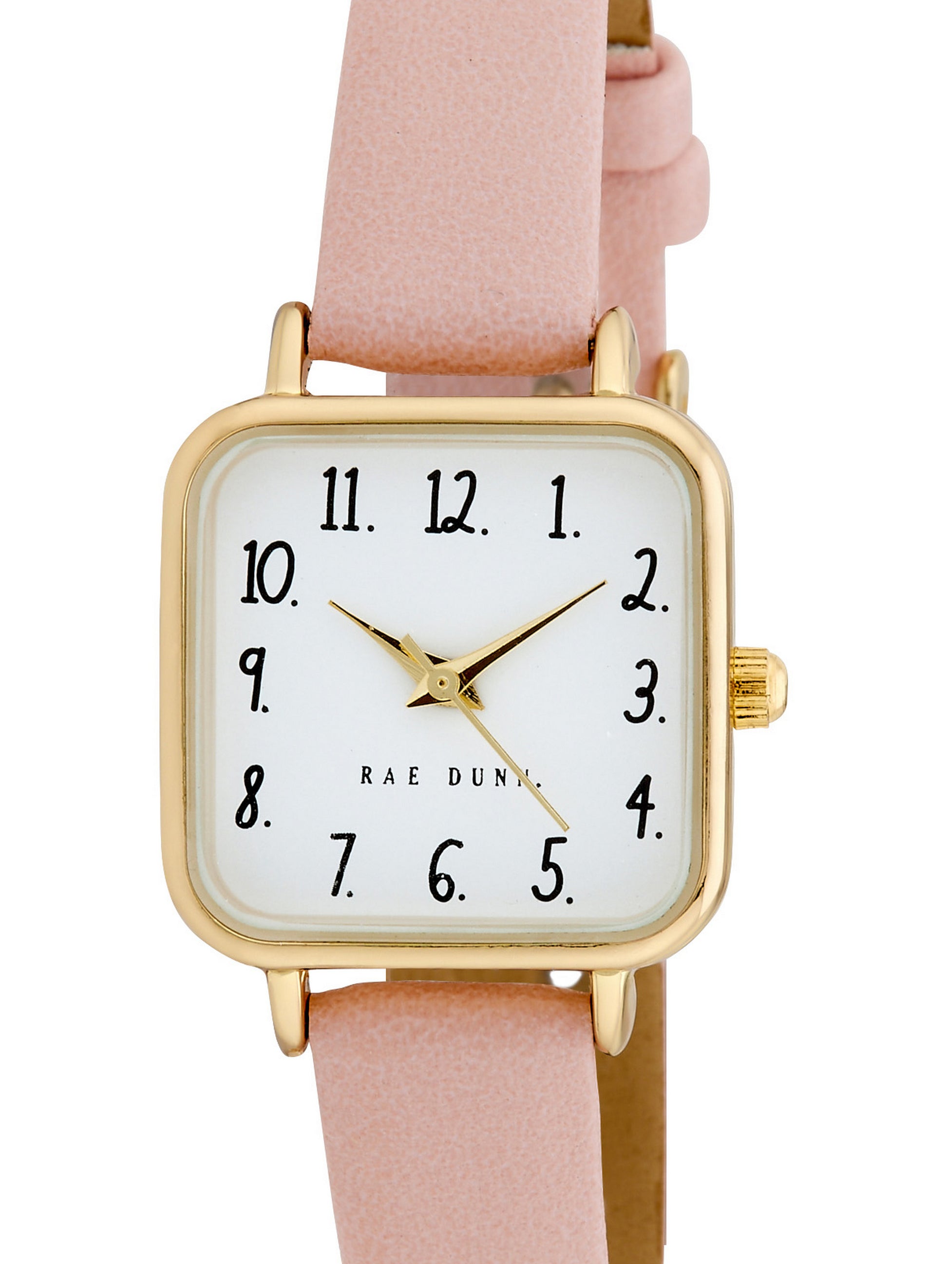 AMY Square Face Vegan Leather Strap Watch in Pink with Gold, 24mm - Rae Dunn Wear - Watch