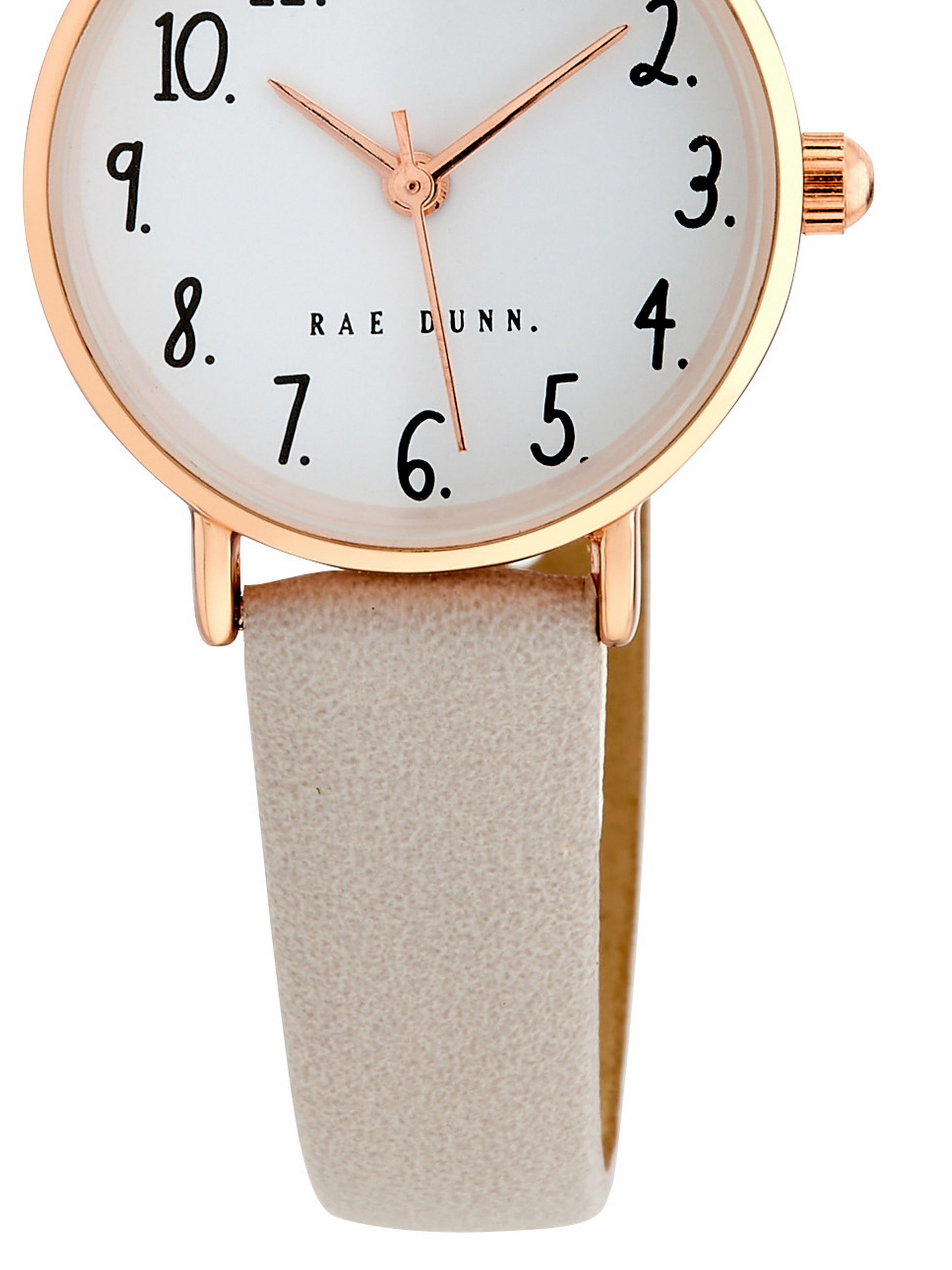 MEGAN Round Face Vegan Leather Strap Watch in Taupe with Rose Gold, 26mm - Rae Dunn Wear - Watch
