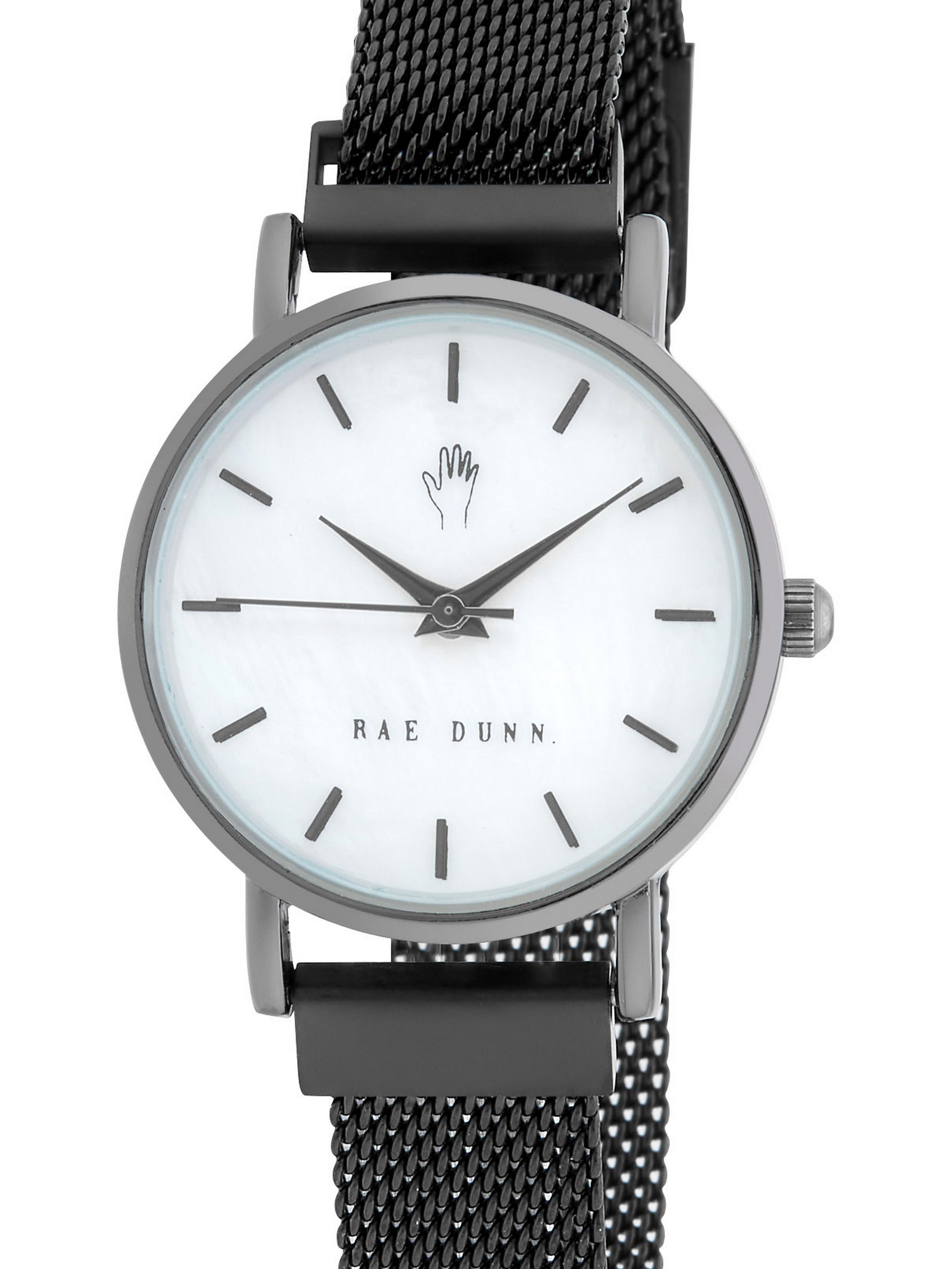 TARA Small Round Face Mesh Bracelet Watch in Black, 29mm - Rae Dunn Wear - Watch