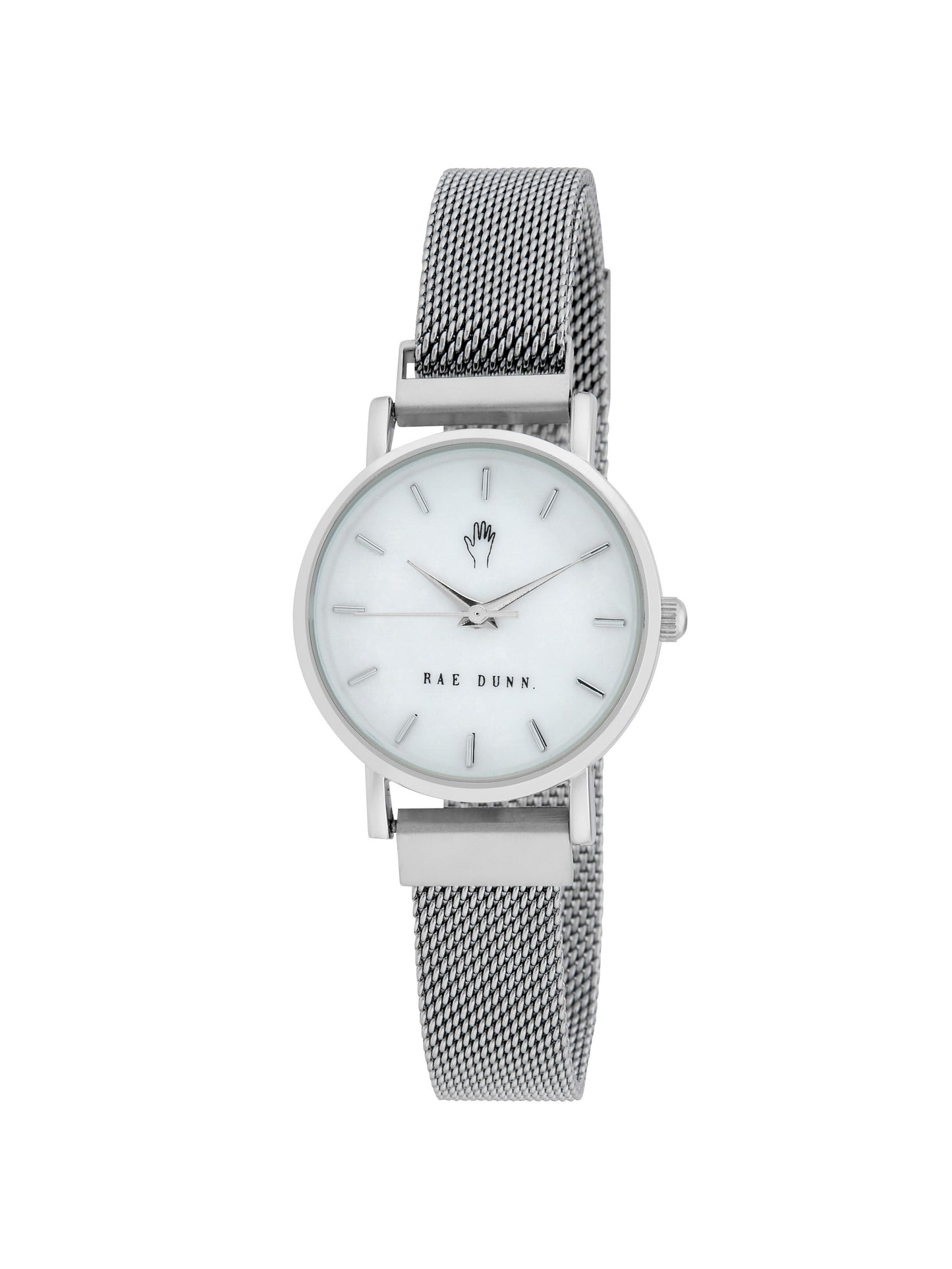 TARA Small Round Face Mesh Bracelet Watch in Silver, 29mm - Rae Dunn Wear - Watch