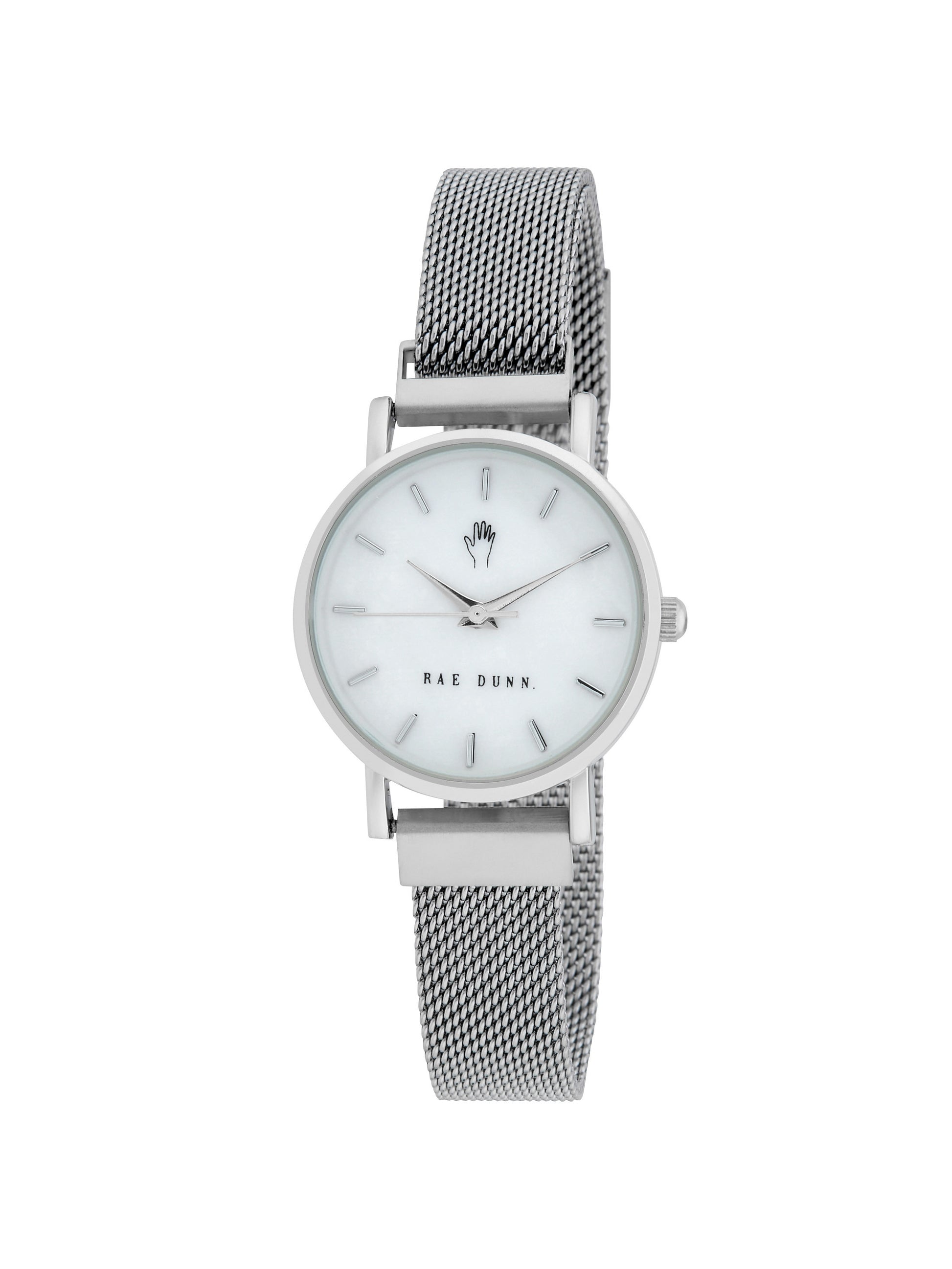 TARA Small Round Face Mesh Bracelet Watch in Silver, 29mm - Rae Dunn Wear - Watch