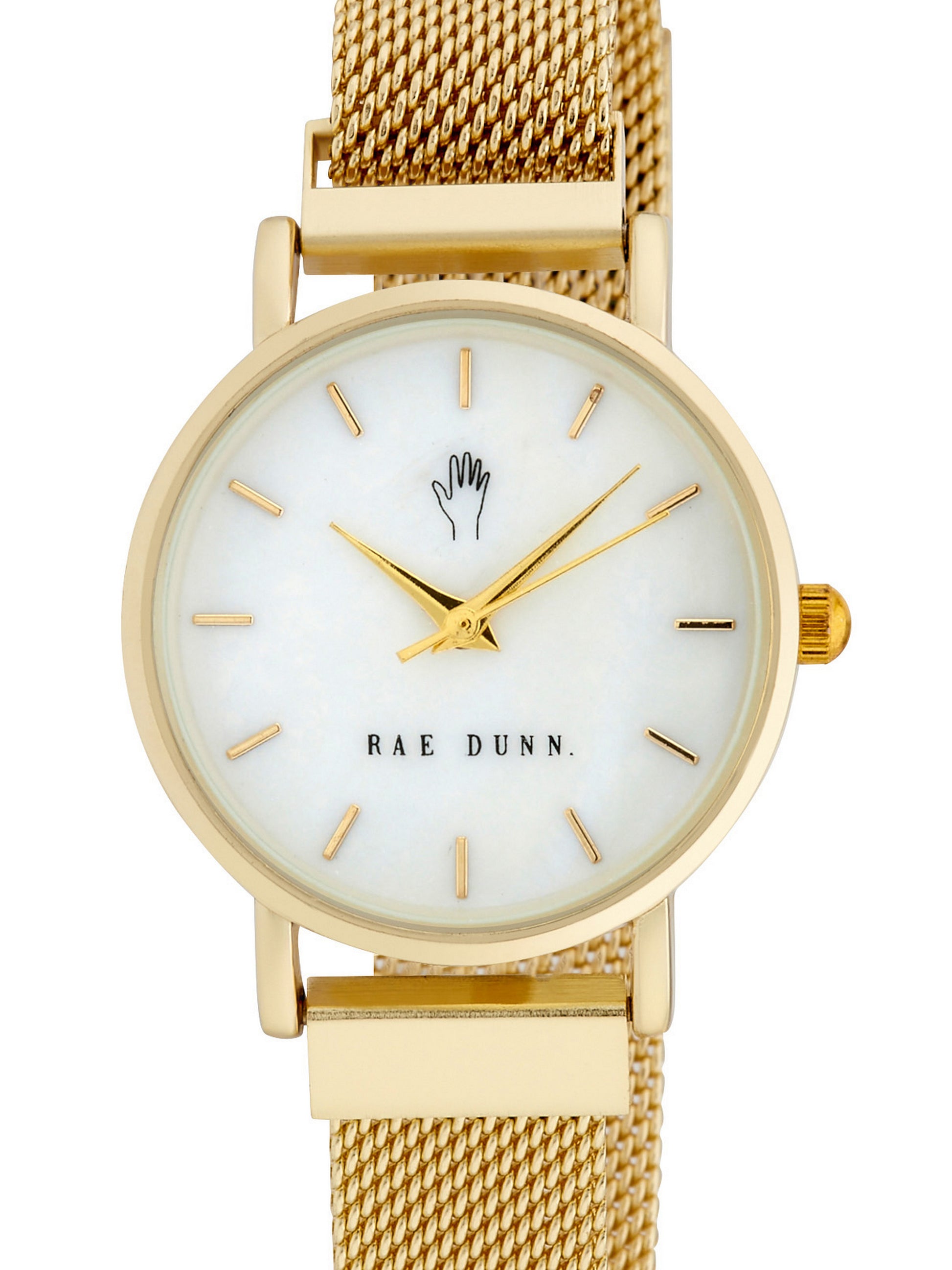 TARA Small Round Face Mesh Bracelet Watch in Gold, 29mm - Rae Dunn Wear - Watch
