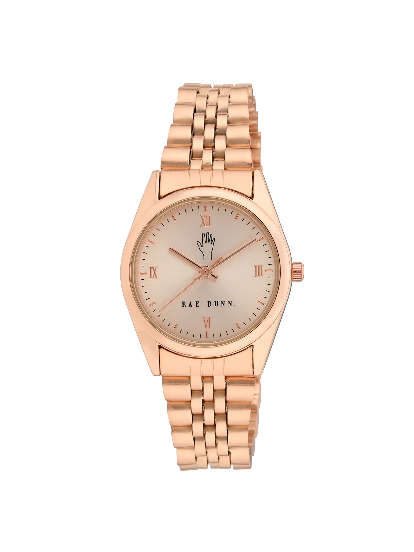 JULIA Round Face Roman Numeral Link Watch in Rose Gold, 30mm - Rae Dunn Wear - Watch