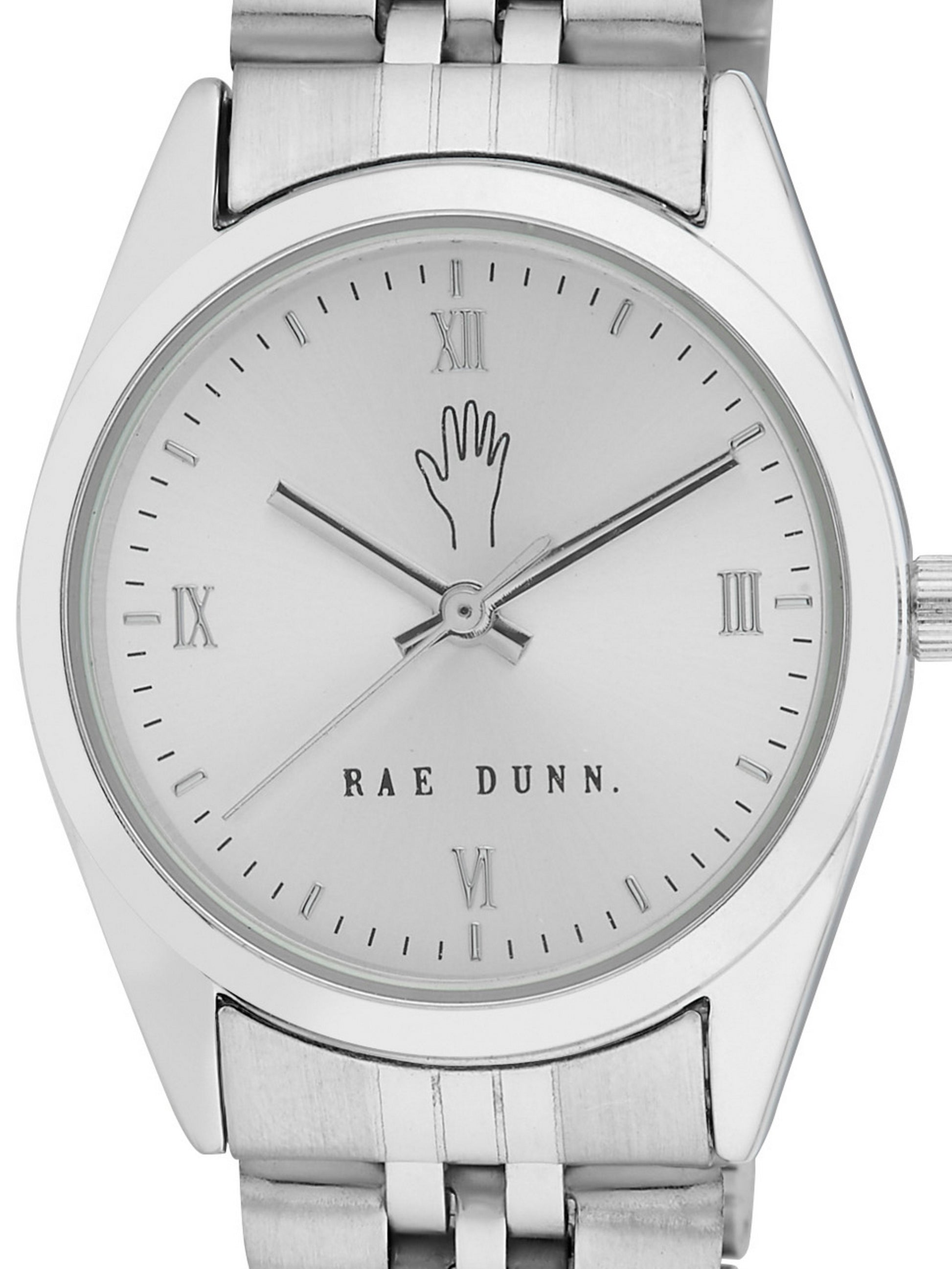 JULIA Round Face Roman Numeral Link Watch in Silver, 30mm - Rae Dunn Wear - Watch