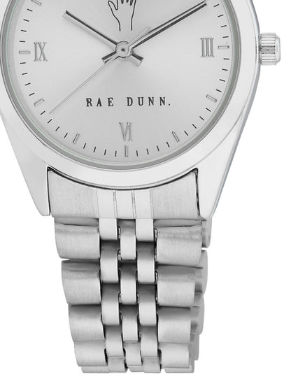 JULIA Round Face Roman Numeral Link Watch in Silver, 30mm - Rae Dunn Wear - Watch