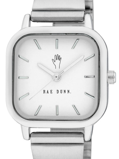 LUNA Square Face Gilded Bracelet Watch in Silver, 26mm - Rae Dunn Wear - Watch