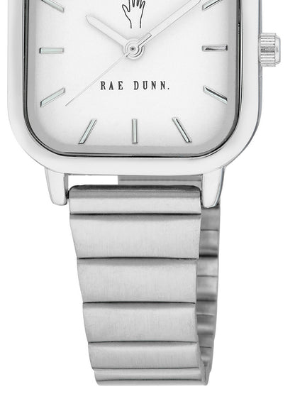 LUNA Square Face Gilded Bracelet Watch in Silver, 26mm - Rae Dunn Wear - Watch