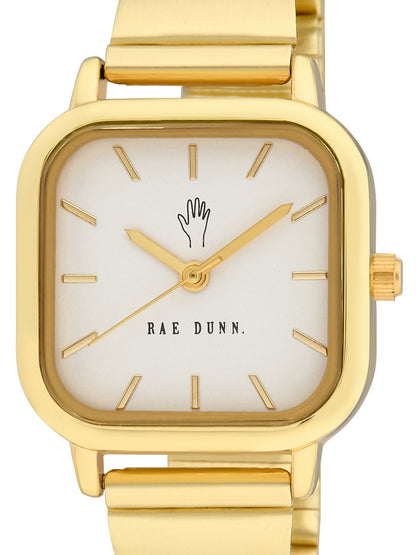 LUNA Square Face Gilded Bracelet Watch in Gold, 26mm - Rae Dunn Wear - Watch