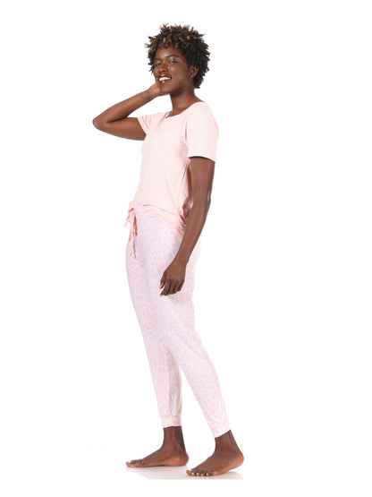 Women's "MOM LIFE" Short Sleeve Top and Drawstring Jogger Pajama Set - Rae Dunn Wear - W Pants Set