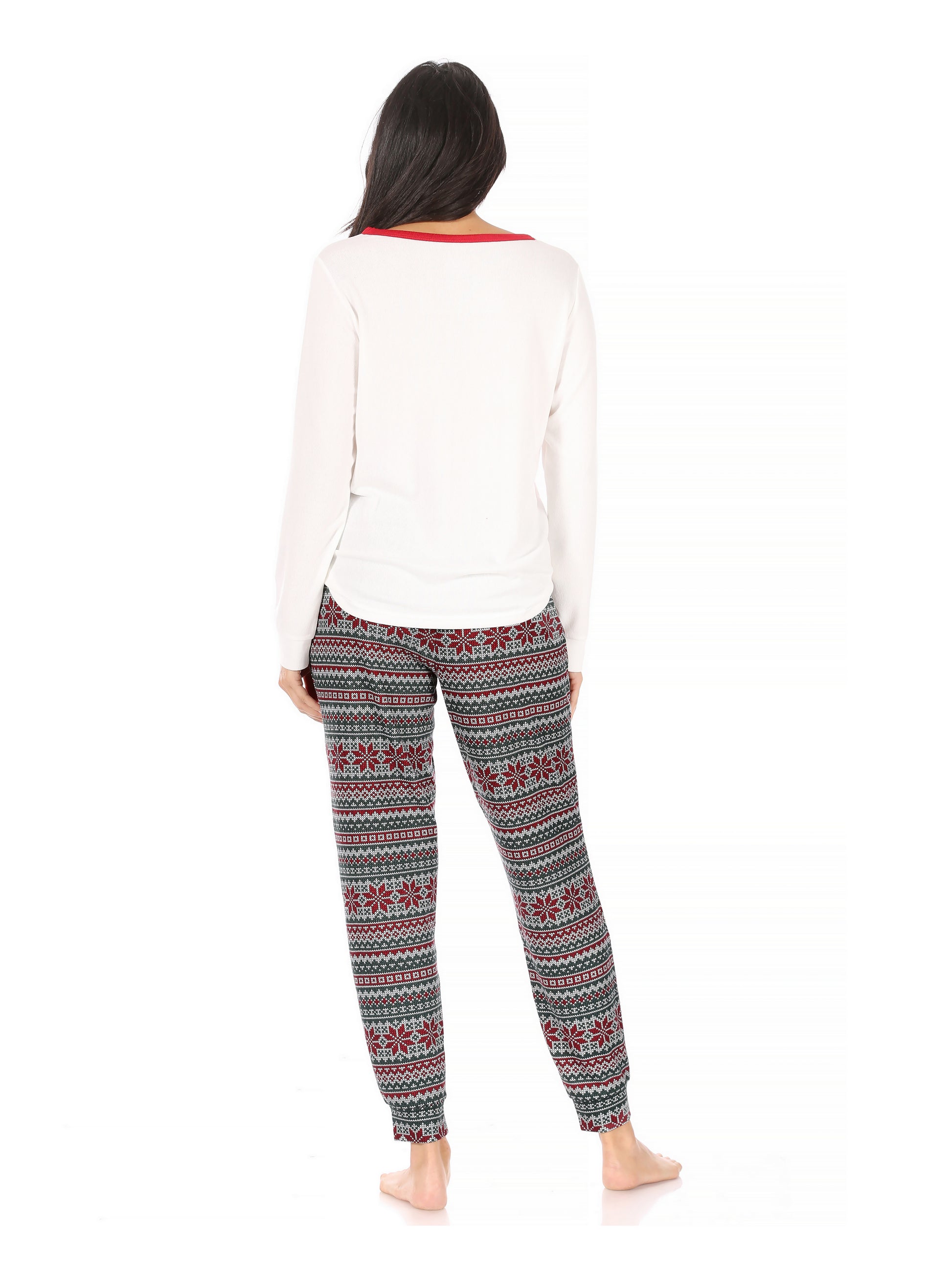 Women's "CHRISTMAS CREW" Long Sleeve Top and Jogger Pajama Set - Rae Dunn Wear - W Pants Set