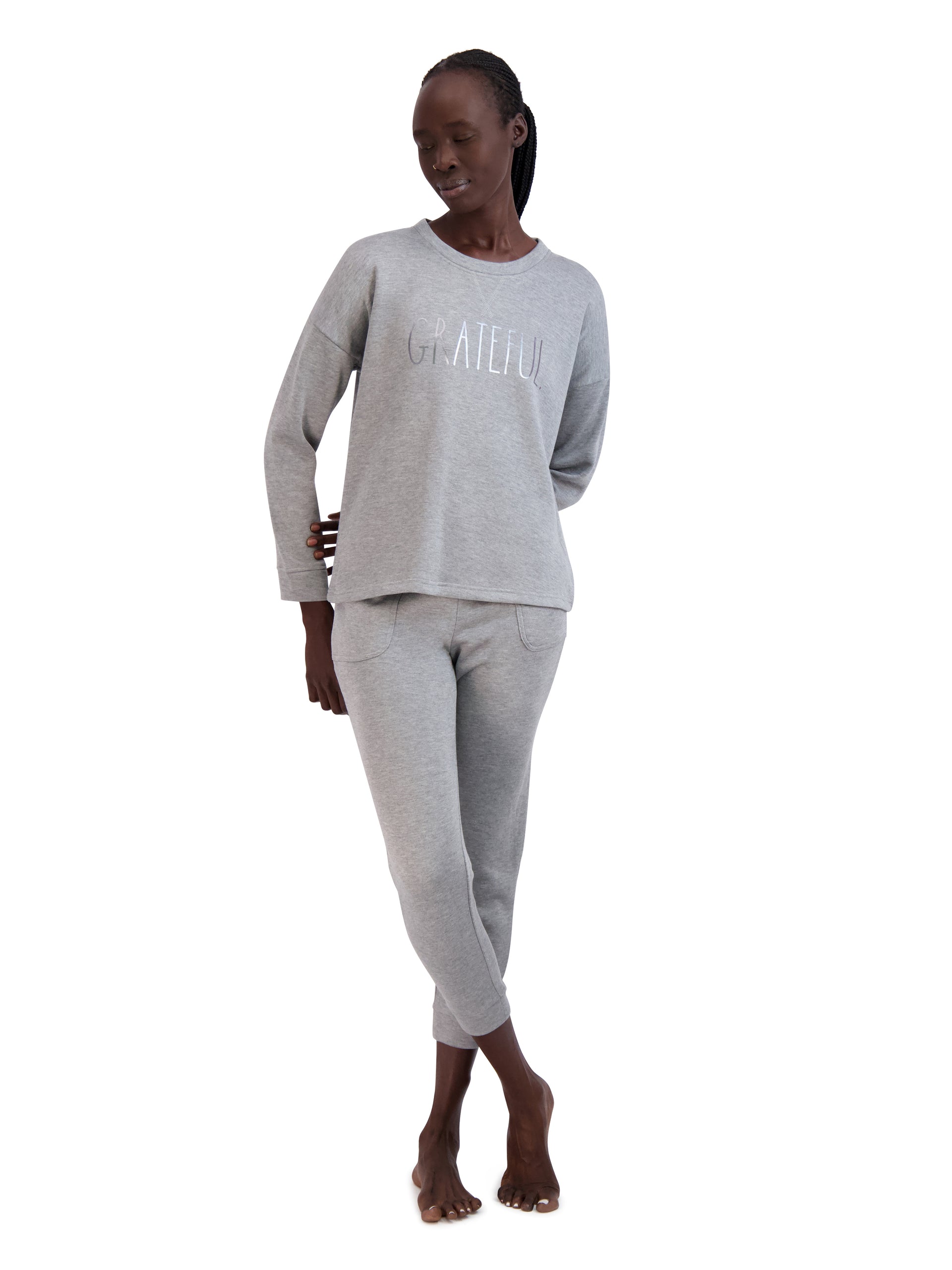 Rae Dunn Women's GRATEFUL Pullover Sweatshirt and Drawstring Sweatpants  Lounge Set – Rae Dunn Wear