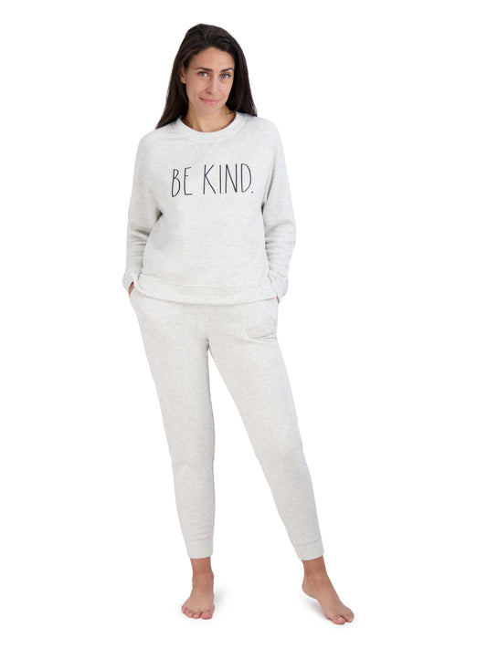 Women's "BE KIND" Sweatshirt and Drawstring Jogger Pajama Set - Rae Dunn Wear - W A Pants Set