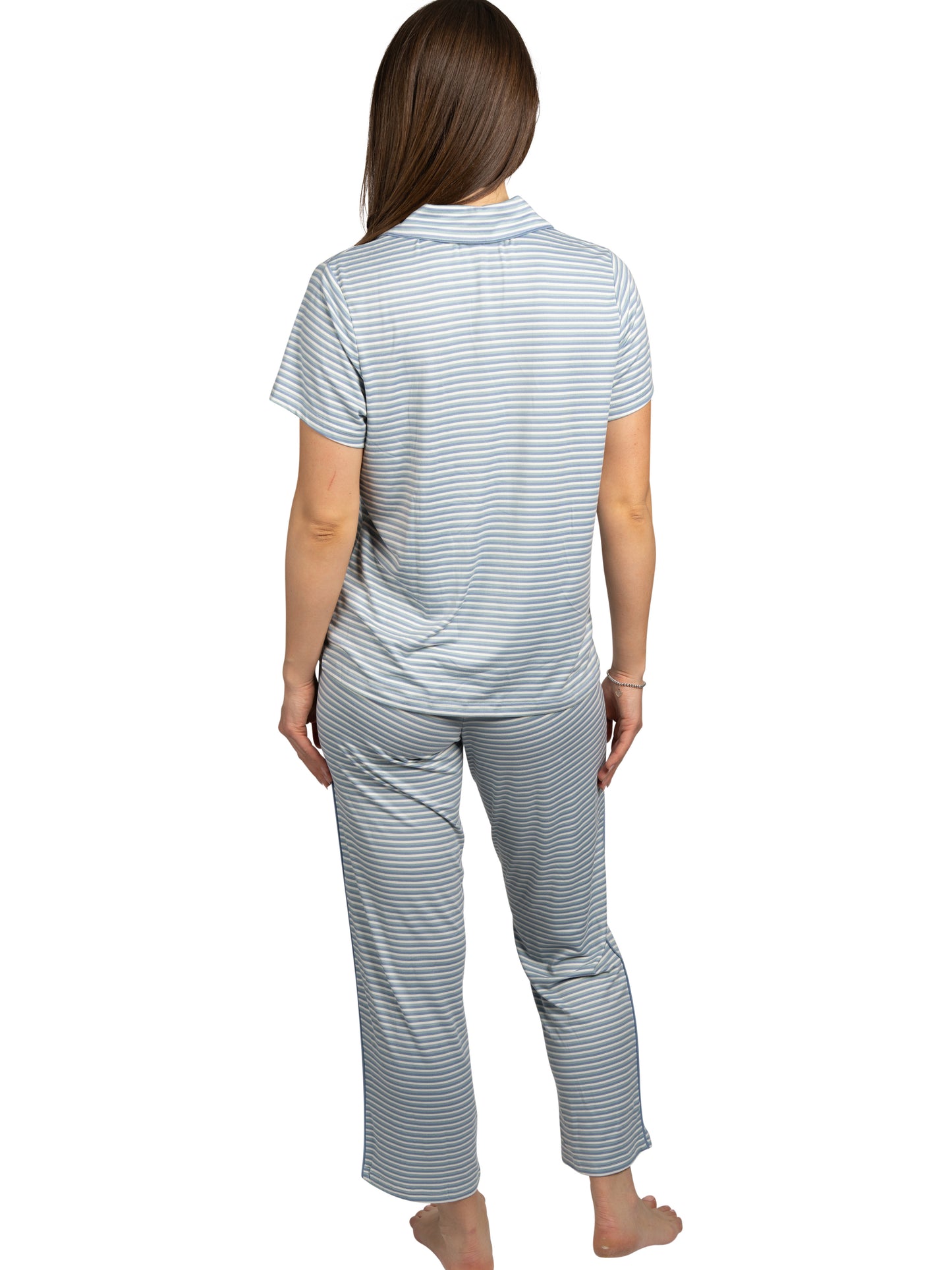 Women's "DREAM LAND" 2-Piece Short Sleeve Notch Collar Top and Pants Pajama Set Recycled Fabric