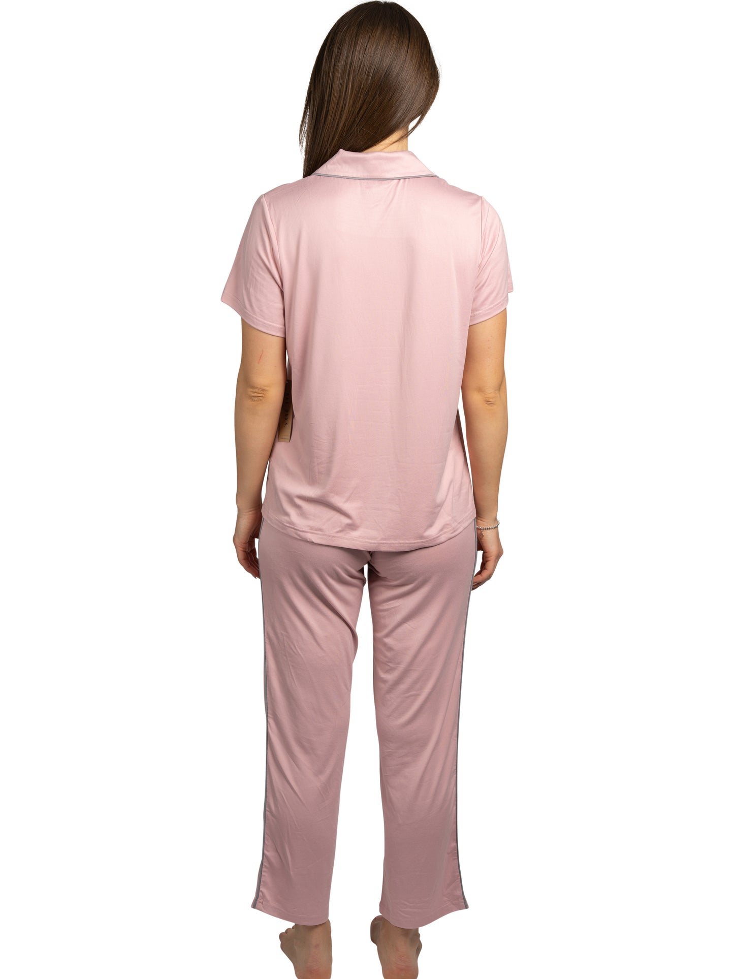 Women's "DREAM ON" 2-Piece Short Sleeve Notch Collar Top and Pants Pajama Set Recycled Fabric