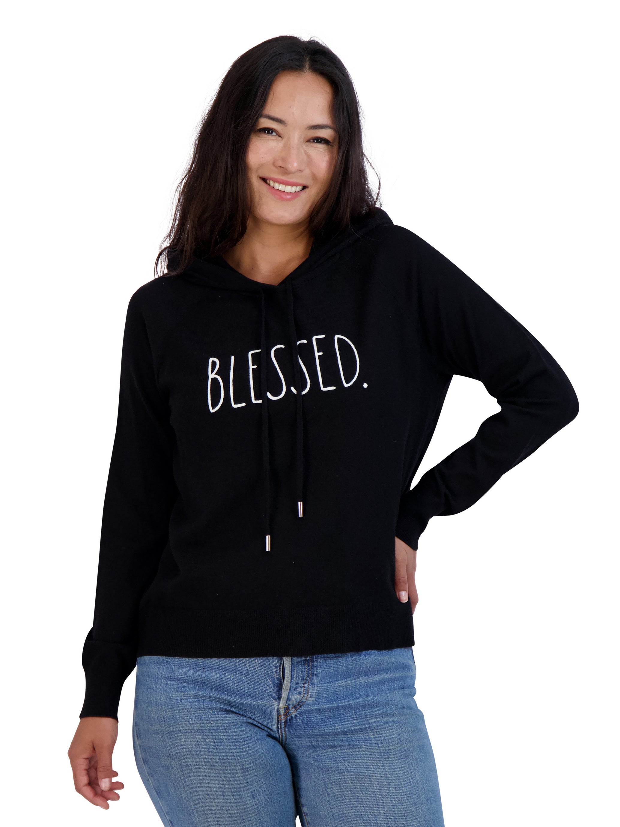 Black sweater hot sale hoodie women's