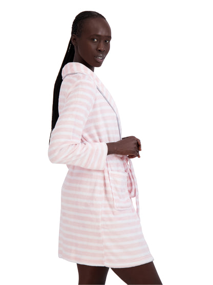 Women's Striped Fleece "LOVE" Robe - Rae Dunn Wear - W Robe