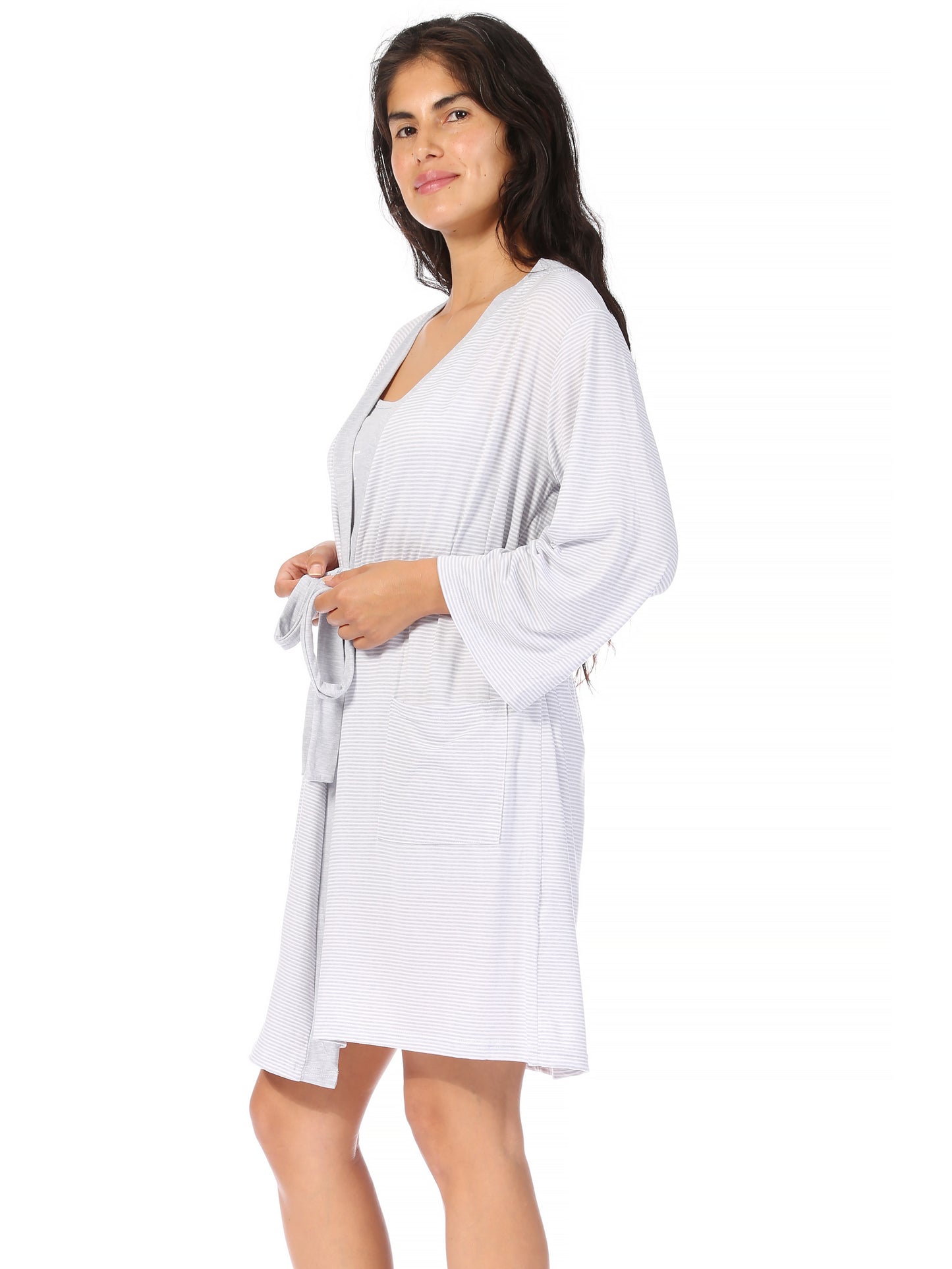 Women's "DREAM" 3-Piece Cami Shorts and Robe Travel Pajama Set - Rae Dunn Wear - W Travel Set