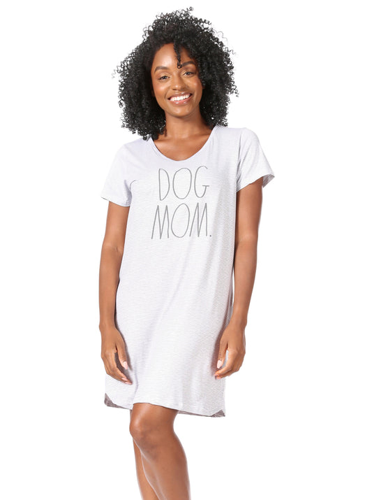 Women's "DOG MOM" Short Sleeve Nightshirt - Rae Dunn Wear - W Nightshirt