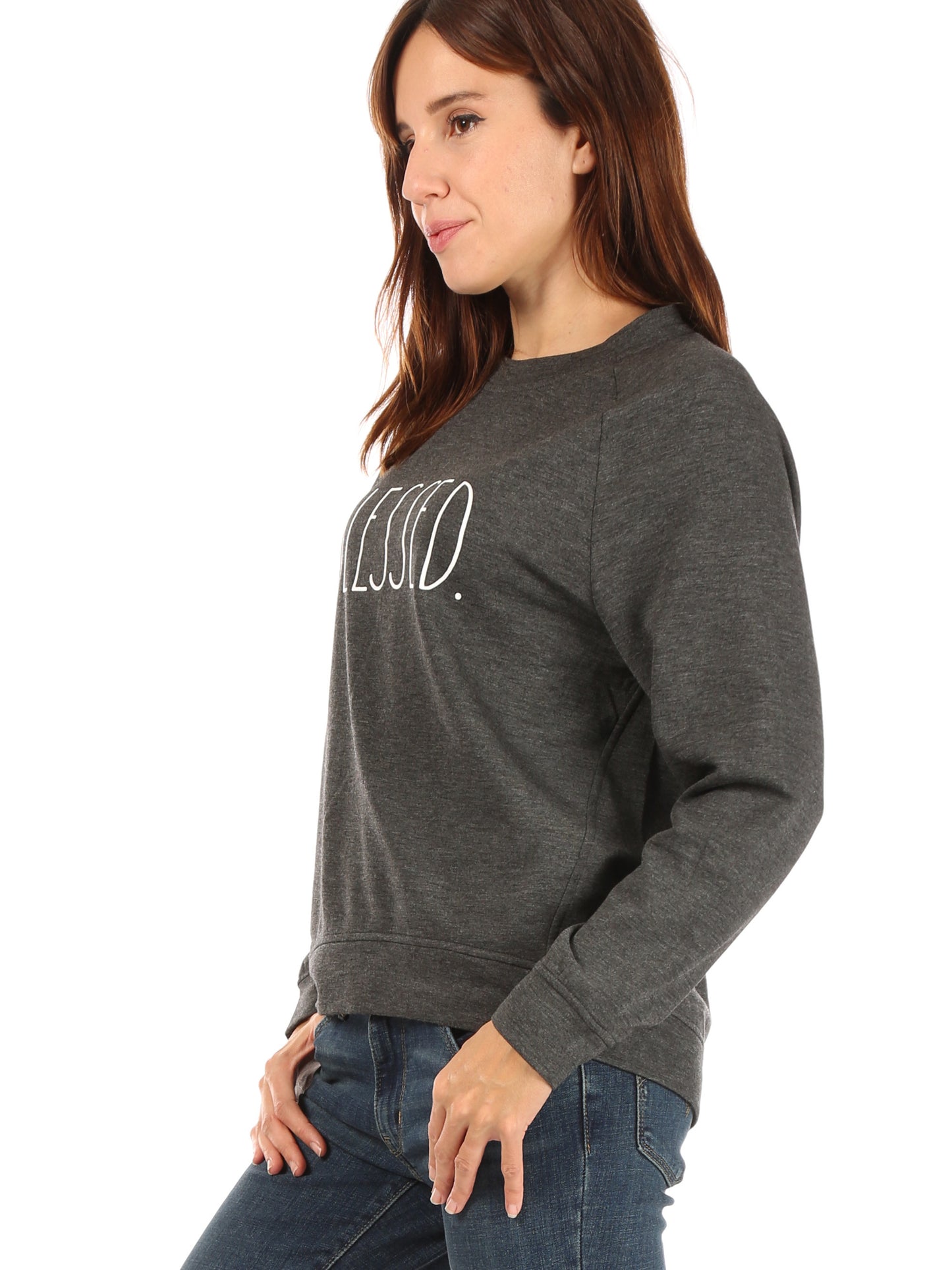 Women's "BLESSED" Studio Raglan Sweatshirt - Rae Dunn Wear - W Sweatshirt