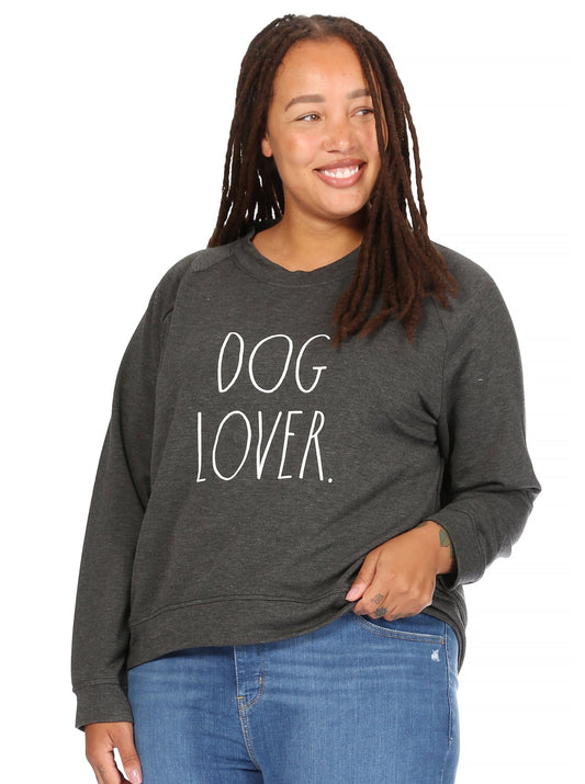 Women's "DOG LOVER" Plus Size Studio Raglan Pullover Sweatshirt - Rae Dunn Wear - W Sweatshirt