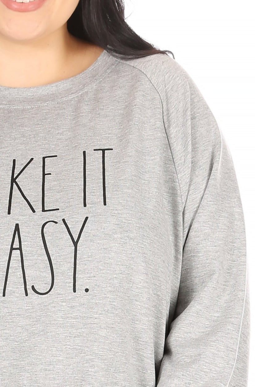 Women's "TAKE IT EASY" Plus Size Studio Raglan Sweatshirt - Rae Dunn Wear - W Sweatshirt