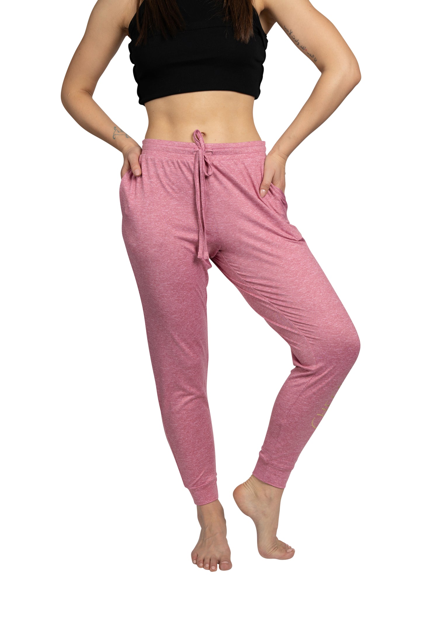 Women's "CHEERS" Jogger Pajama Pants with Pockets and Drawstring Made of Recycled Fabric