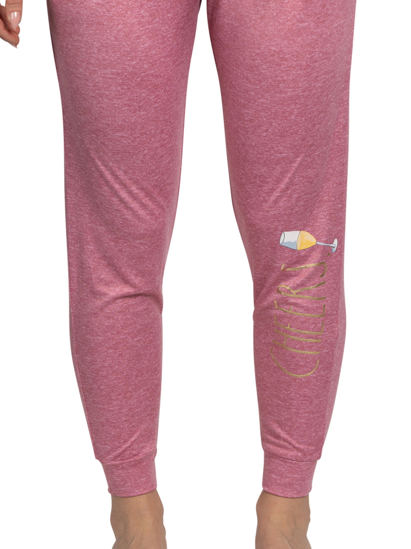 Women's "CHEERS" Jogger Pajama Pants with Pockets and Drawstring Made of Recycled Fabric