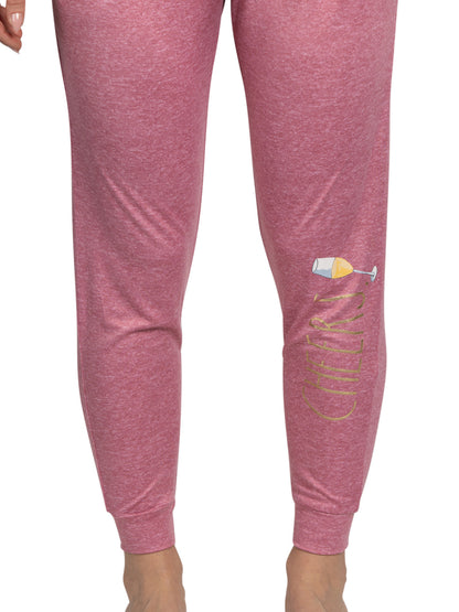 Women's "CHEERS" Jogger Pajama Pants with Pockets and Drawstring Made of Recycled Fabric