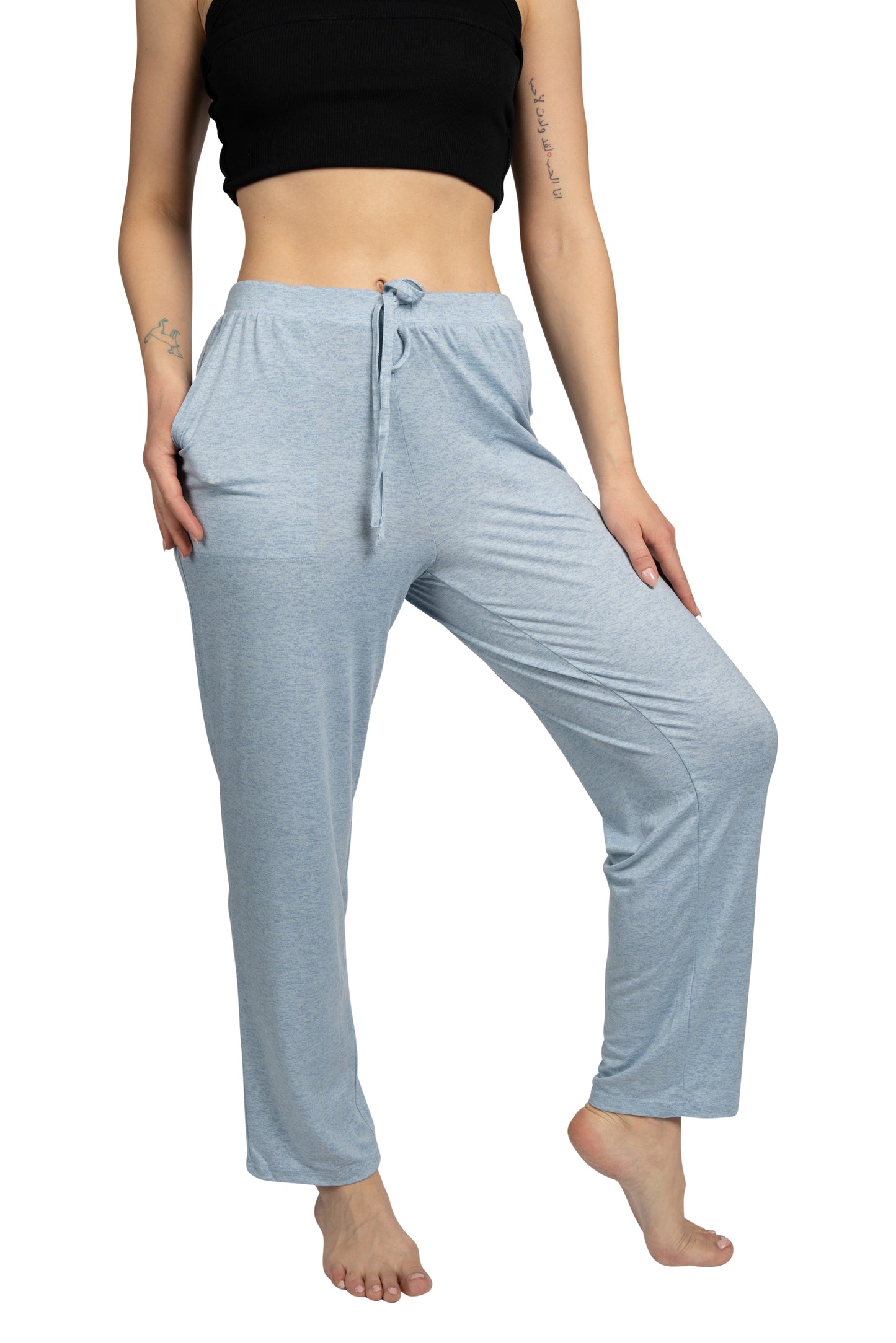 Women's "COMFY" Tapered Leg Drawstring Pajama Pants with Pockets and Graphic Text