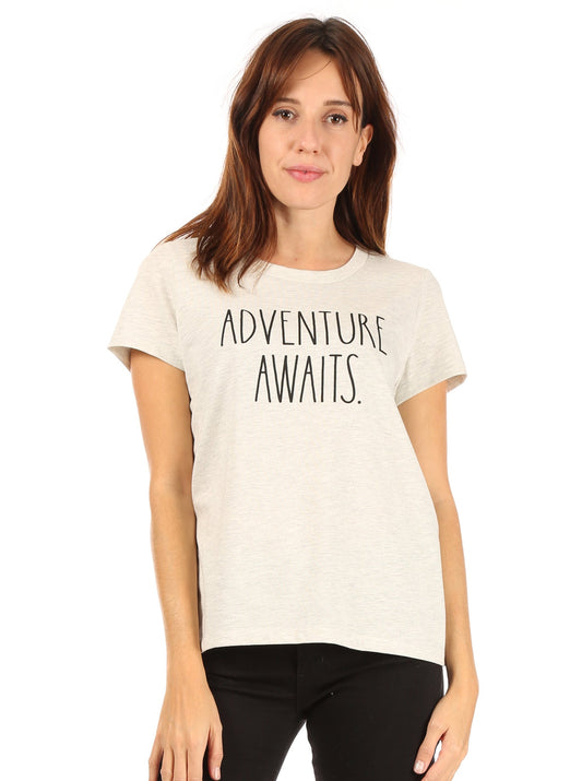Women's "ADVENTURE AWAITS" Short Sleeve Icon T-Shirt - Rae Dunn Wear - W T-Shirt