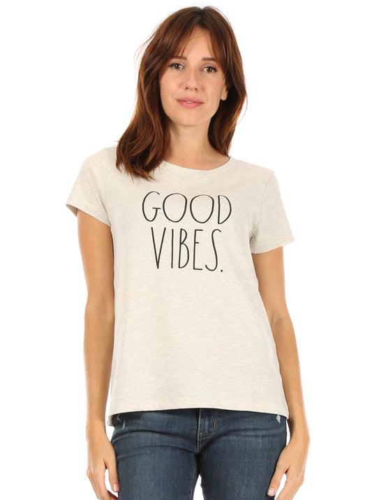 Women's "GOOD VIBES" Short Sleeve Icon T-Shirt - Rae Dunn Wear - W T-Shirt