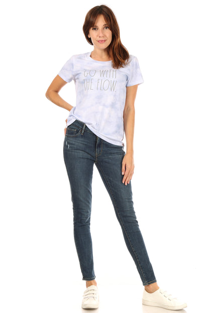 Women's "GO WITH THE FLOW" Short Sleeve Icon T-Shirt - Rae Dunn Wear - W T-Shirt