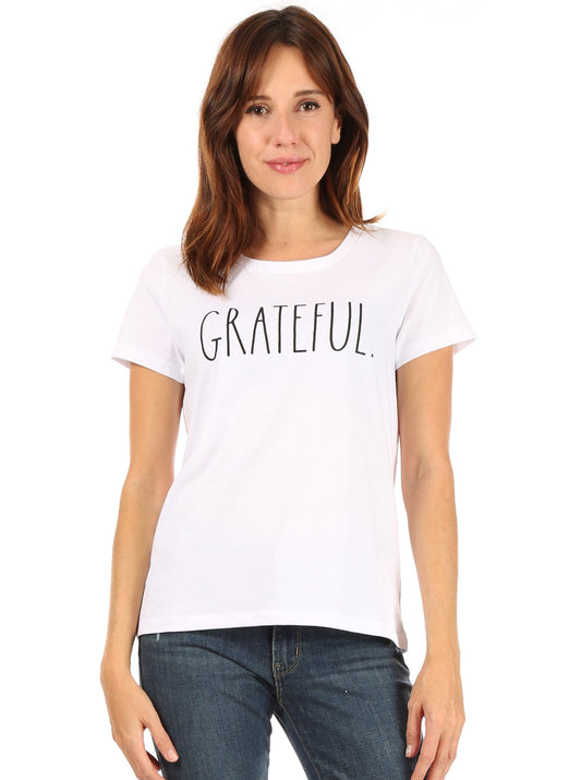 Women's "GRATEFUL" Short Sleeve Icon T-Shirt - Rae Dunn Wear - W T-Shirt